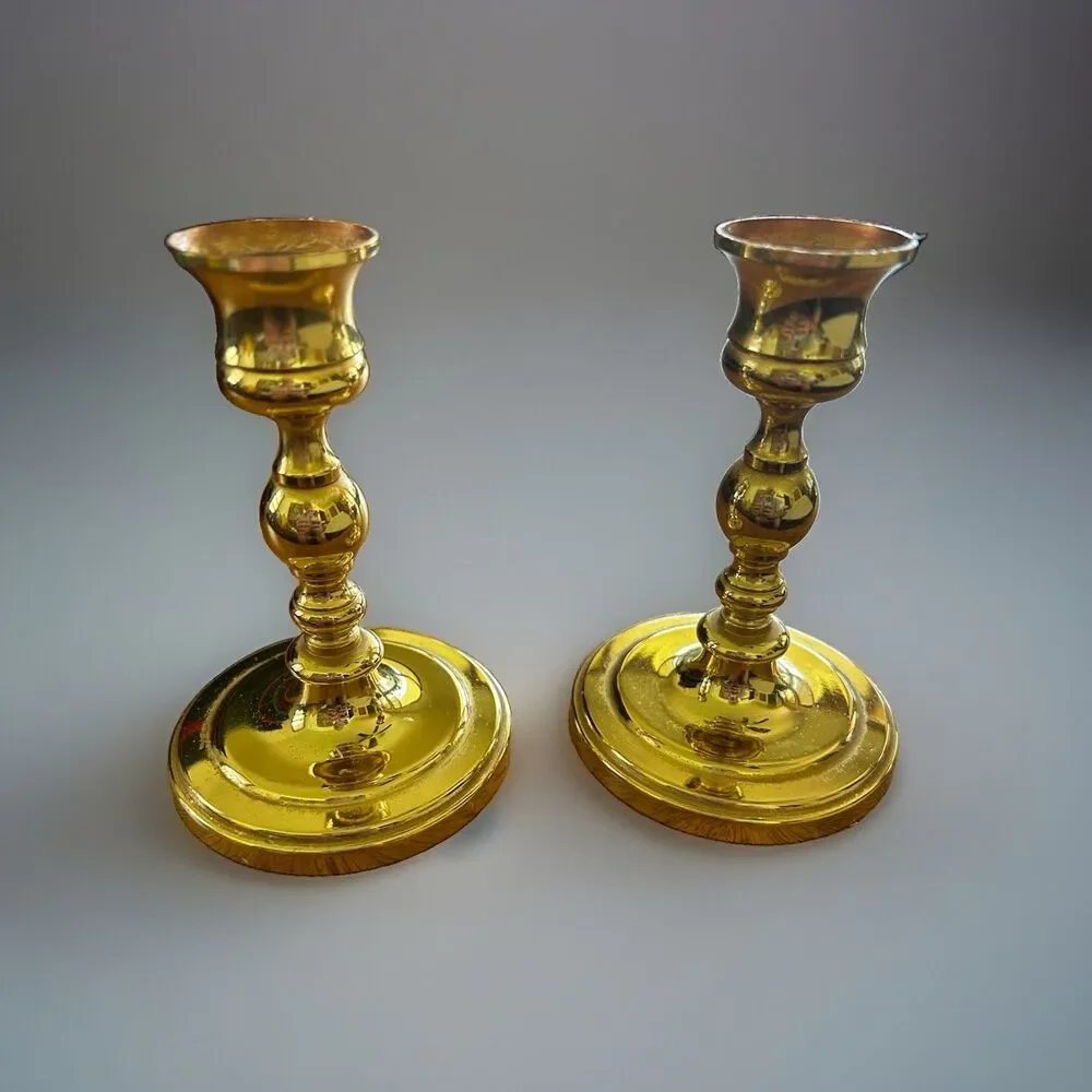 Vintage Baldwin Solid Brass Candlestick Holders Set Of 2  Forged In America